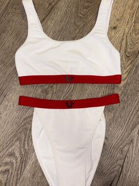 True Religion x Raven Tracy White Bikini Set with Red Elastic Trim (XS/S)